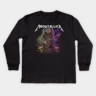 Meowtallica - Meowster of Puppets Kids Long Sleeve T-Shirt